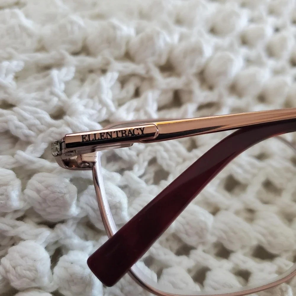 Ellen Tracy Edina Eyeglass Frames Womens 53-17-135 Wine Gold Square FRAMES ONLY